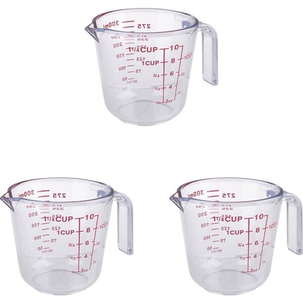 3x Appetito Plastic 1 1/4 Cup Plastic Measure Jug Home Kitchenware Accessory