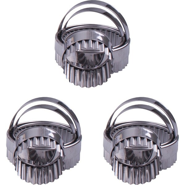 3x 3pc Appetito Stainless Steel Crinkle Dough Scone Cutters w/ Handle Bakeware