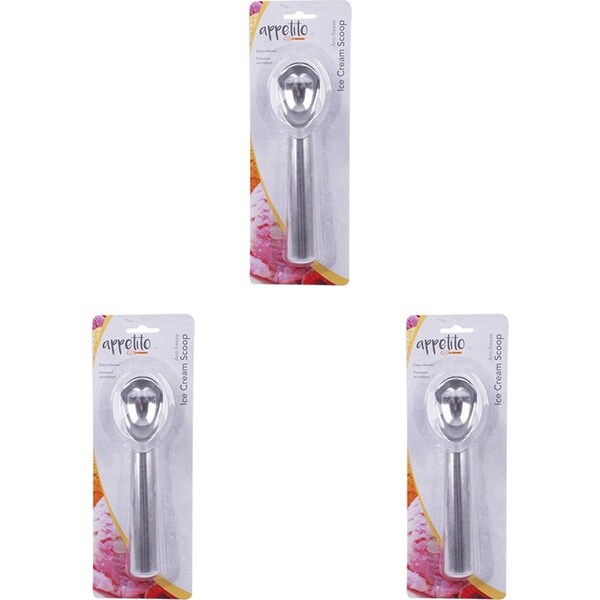 3x Appetito Aluminium Anti-Freeze Ice Cream Scoop Easy Release Kitchen Tool