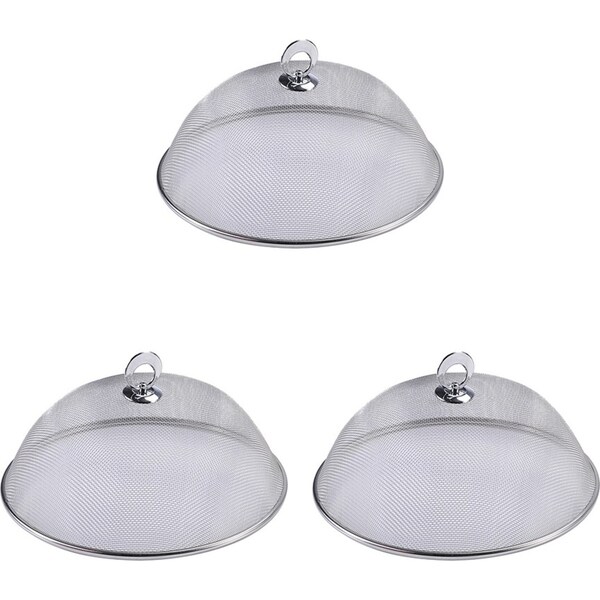 3x Appetito Stainless Steel Kitchen Round Mesh Food Protection Dome Cover 35cm