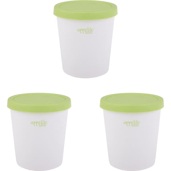 3x Appetito Round Ice Cream Tub Home Kitchen Food Dessert Container 1L Green