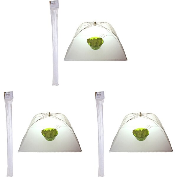 3x Appetito Home Kitchen Jumbo Nylon Net Foldable Food Cover/Protector White