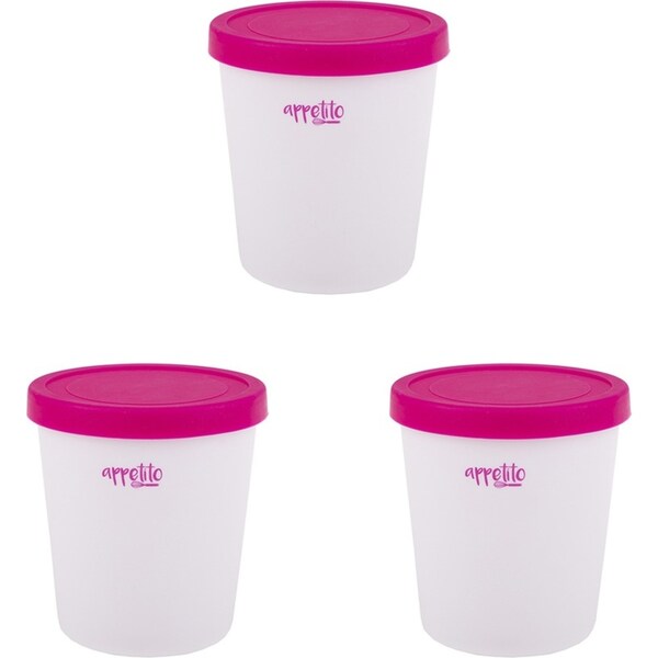 3x Appetito Round Ice Cream Tub Home Kitchen Food Dessert Container 1L Pink