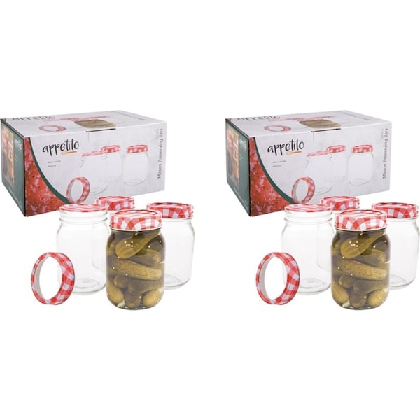 2x 6pc Appetito 500ml Mason Preserving Jars Home Food/Fruit Storage Organiser