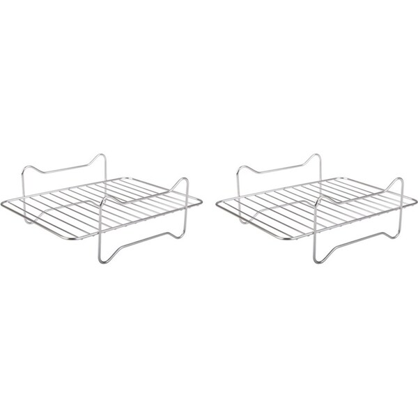 2x Appetito S/Steel Rectangle Dual Level Cooking Air Fryer Rack 22x16cm Silver