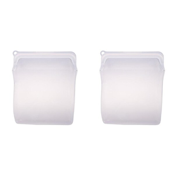 2x Appetito Silicone Extra Large Airtight/Leakproof Food Storage Bag 1960ml WHT