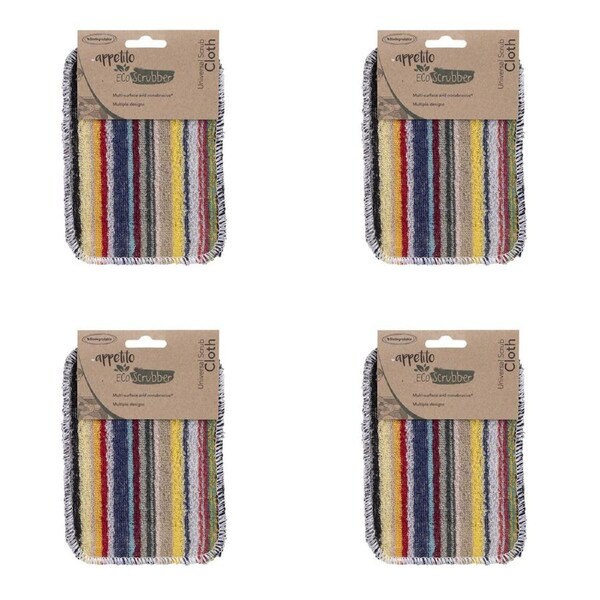 4pc Appetito Eco Scrubber 12x16.5cm Universal Scrub Cloth Cleaning Assorted