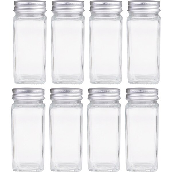 8x Appetito Square Glass Spice Jar w/Metal Lid 115ml Home Kitchen Food Storage