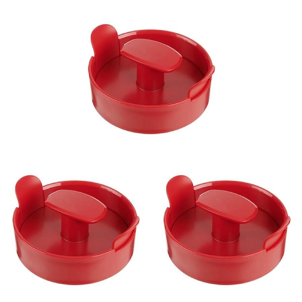 3x Appetito Single Hamburger Press Home/Kitchen Food Molder Cooking Utensil Red
