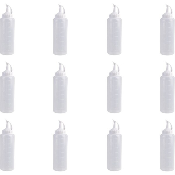 12x Appetito Plastic Squeeze Bottle 350ml w/ Nozzle Cap Home Kitchen Cooking