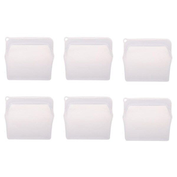 6x Appetito Silicone Large Airtight/Leakproof Food Safe Storage Bag 900ml White