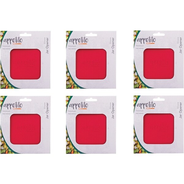 6x Appetito Silicone Jar Lid Textured Grip Opener Home Kitchen Tool/Cooking Red