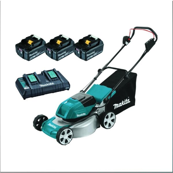 Makita DLM464PT3 36V (18Vx2) 460MM (18") 5.0Ah Cordless Brushless Lawn Mower CoMbo Kit