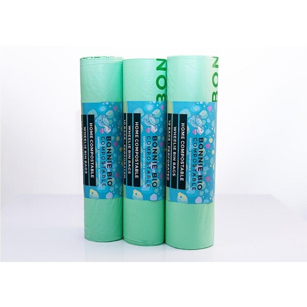 240L Compostable Garbage & Wheelie Bin Bags 9 Roll Box (10 Bags Per Roll)