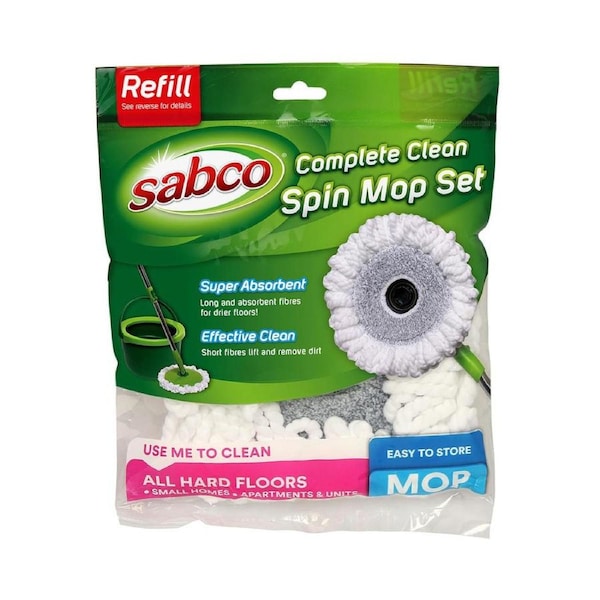 Sabco 20cm Microfibre Refill Head Replacement For Smart Spin Mop Floor Cleaner