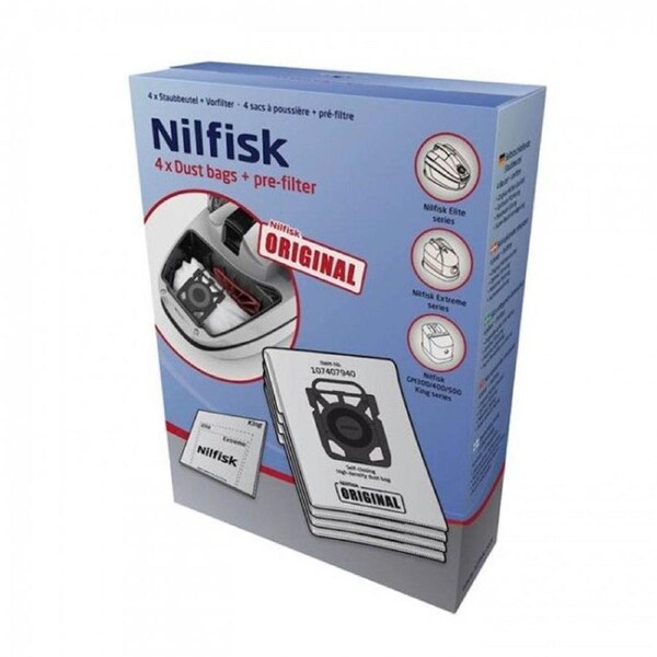 2 X GENUINE NILFISK VACUUM CLEANER BAGS TO FIT ELITE ,EXTREME, KING CLASSIC 107407940