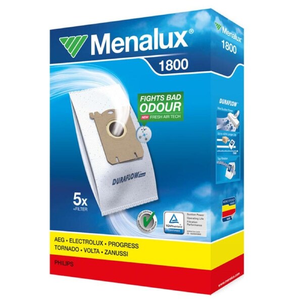 Electrolux Vacuum Bags 5pk Menalux 1800 Synthetic Preventing Bad Smells