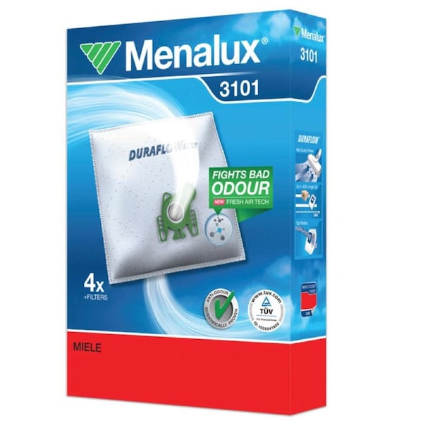 Menalux 3101 Duraflo Dust Bags - Genuine 4pk Bags + 1 Filter