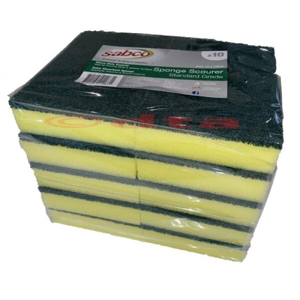 10pk Sabco Sponge Scourer Professional 50g Dish Washing Scouring Pad Kitchen