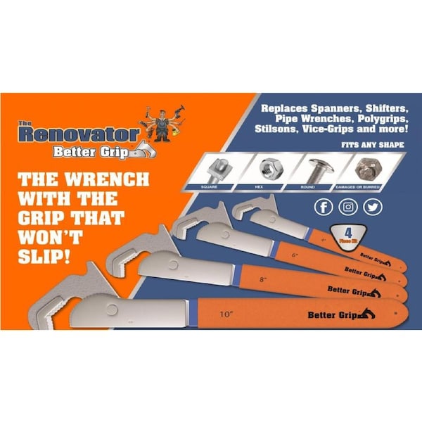 The Renovator Better grip Wrench 4 Piece Kit