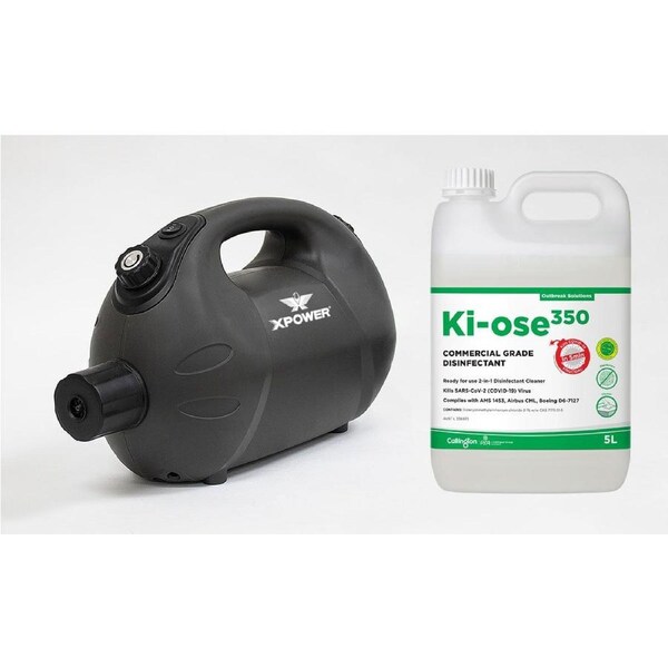 XPOWER F16B Battery Powered Cordless ULV Cold Fogger and Commercial Grade Disinfectant Combo