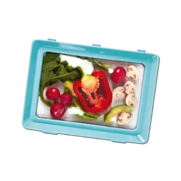 Skinny Stacks stacking food storage Trays, stretch cover, save space and keep food fresh