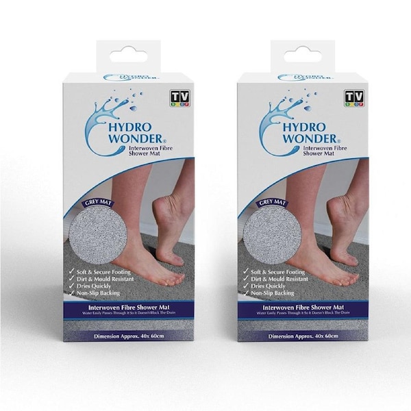 Hydro Wonder Shower Mat Super Comfy Resist Mould Non-Slip Bathroom Mat (GREY)
