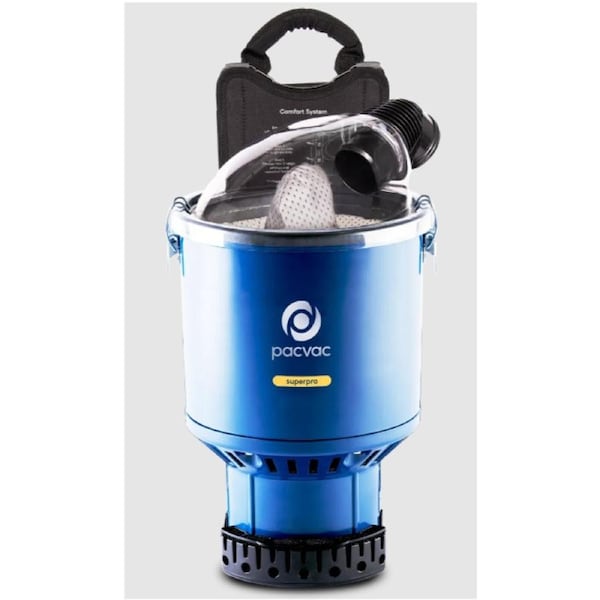 Pacvac Superpro 700 Commercial Dry Backpack Vacuum Cleaner with upgraded harness