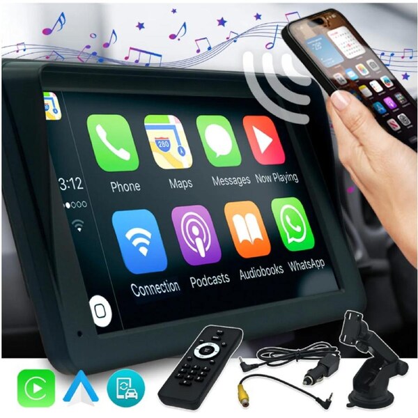7" HD Touch Portable Kleva SmartPlay - Apple CarPlay Android Auto Wireless