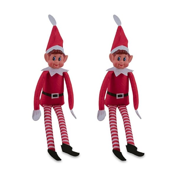 2x Elfie Elf Christmas Novelty Figurine/Figure Decorative Statue Home Decor