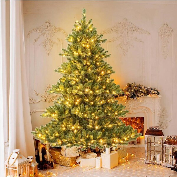 Costway 7 Modes 1148 Tips Christmas Tree w/3 Color Temperatures & 400 Warm White LED Lights Home Office Party Holiday Decoration Multicolor