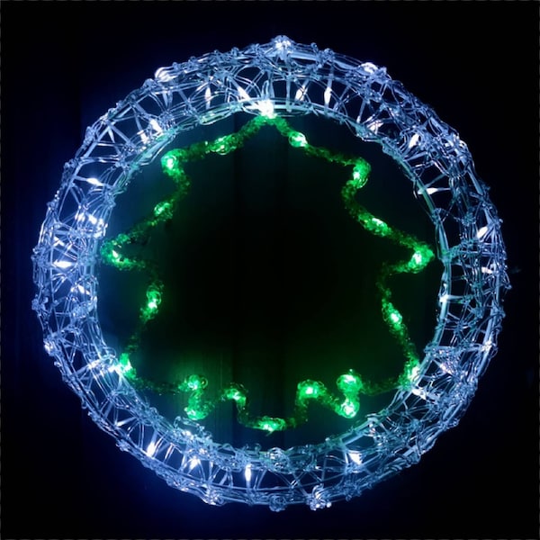 Christmas Decoration Solar Powered Spun Acrylic 40cm Disc Tree LED Lit Outdoor Decoration