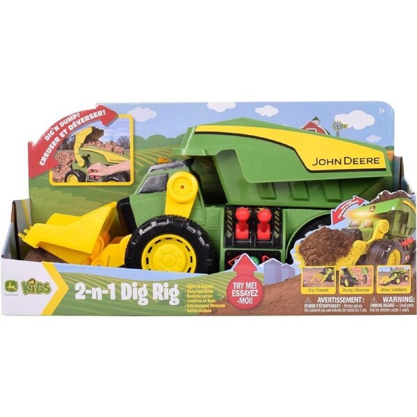 John Deere Kids 46cm Motorised 2-in-1 Dig Rig