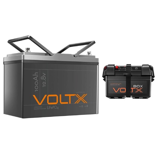 VoltX 12V 100Ah Lithium Battery + Battery Box