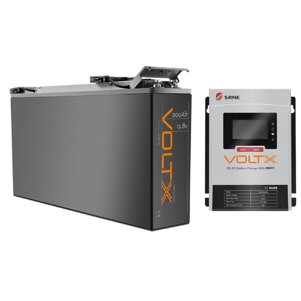VoltX Slim 12V 200Ah Lithium Battery + 50A DC-DC Charger
