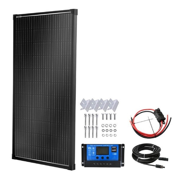 100W Solar Panel, 20A Controller, MC4 Cable, Z Brackets, M8 Cable