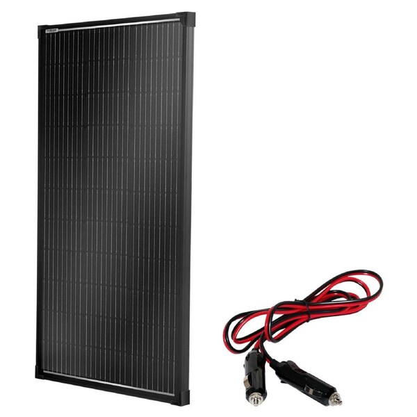 100W Solar Panel Fixed Black Frame + Cigarette Lighter Plug