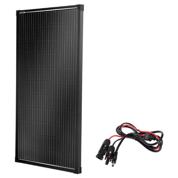 100W Solar Panel Fixed Black Frame + MC4 to DC5521 Connector
