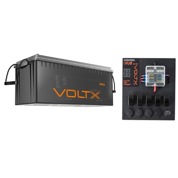 VoltX 12V 300Ah Lithium Battery + Control Box 2x USB