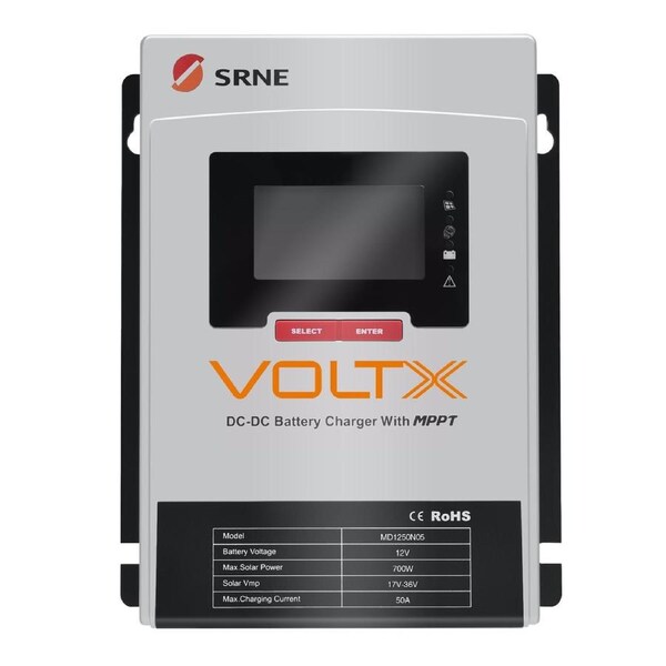 12V 50A SRNE VoltX Lithium Battery Charger DC to DC MPPT RV Camping Bluetooth