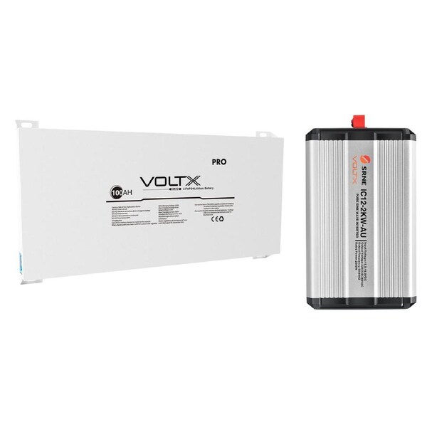 VoltX 12V Lithium Battery Blade 100Ah + 12V 2KW Inverter