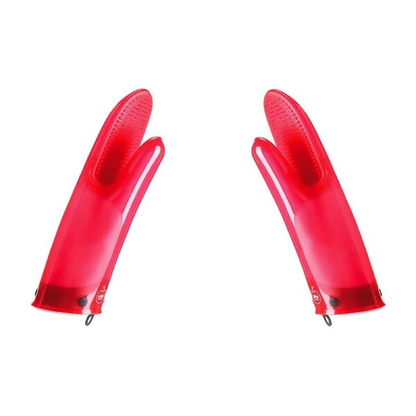 Mastrad of Paris Pair of Orka Plus Cotton Lined Oven Mitt / Glove in Raspberry