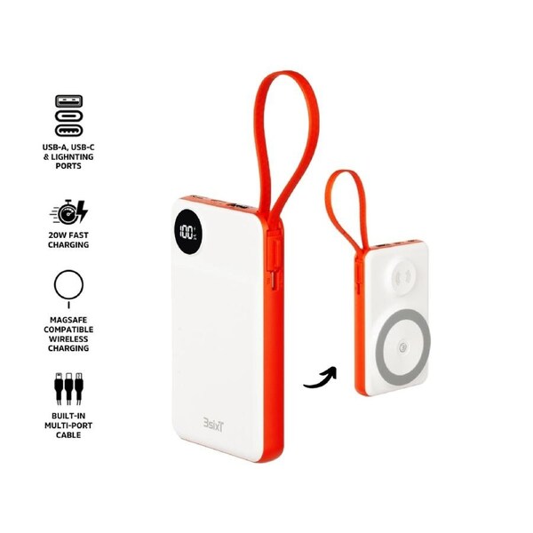 3sixT JetPak 3 in 1 Wireless 10000mAh PowerBank - Wht/Orange