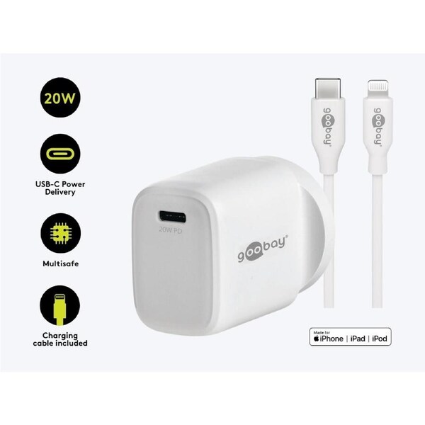 Goobay Wall Charger ANZ 20W USB-C PD + USB-C - Lightning - W