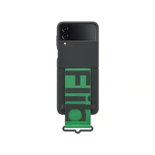 Samsung Flip 4 - Silicone Cover w/Strap - Black