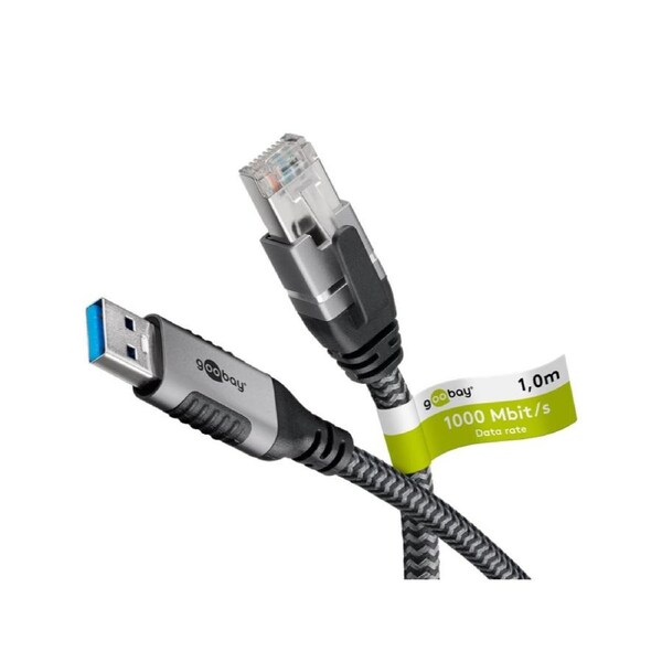 GooBay USB-A 3.0 to RJ45 Ethernet Cable 2 m - Black