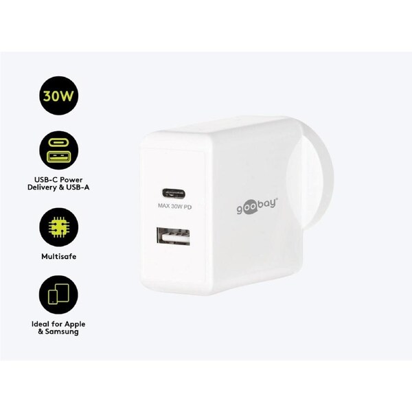 Goobay Wall Charger ANZ 30W USB-C PD + 2.4A - White
