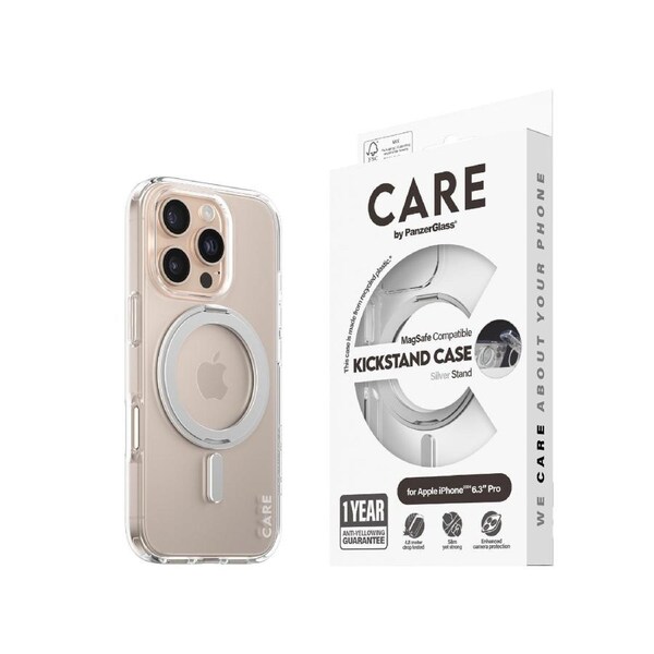 CARE by Panzer Feature (MS&KS) Cse -iPhone 16 Pro - Silver