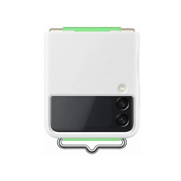 Samsung Flip 3 - Silicone Cover w/Strap - White