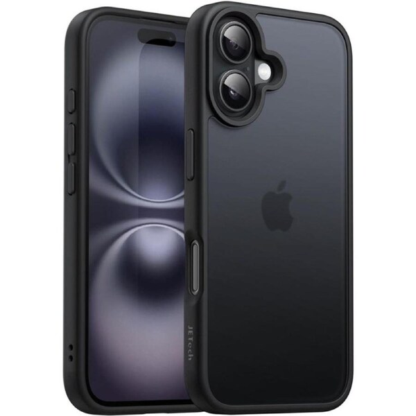 JETech Matte Case for iPhone 16 6.1-Inch, Shockproof Military Grade Drop Protection, Frosted Translucent Back Phone Cover, Anti-Fingerprint Black